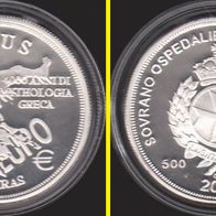 2000 Malta Zeus 500 Liras / Euro Probe Silber Polierte Platte