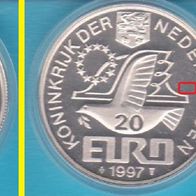 1997 Niederlande Oldenbarnevelt 20 Euro Probe ohne Stempel