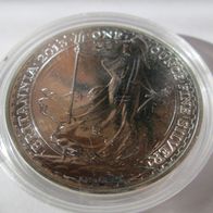 Britannia 2013, 1 oz 999 Silber, 2 Pounds, gekapselt