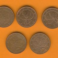 Deutschland 5 Cent 2006 A, D, F, G + J kompl.