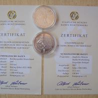 10 Euro Gedenkmünze mit Sonderprägung 2007 - Römische Verträge - Silber + Zertifikat
