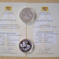 10 Euro Gedenkmünze mit Sonderprägung 2007 - Wilhelm Busch - Silber + Zertifikat