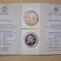 10 Euro Gedenkmünze mit Sonderprägung 2008 - Franz Kafka - Silber mit Zertifikat