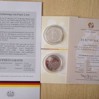 10 Euro Gedenkmünze mit Sonderprägung 2009 - Franz Liszt - Silber mit Zertifikat