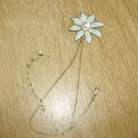 Pilgrim Kette Blume hellblau Perle gold