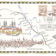 Gedenkblatt - 500 Jahre Post - Bund + Berlin Mi.-Nr.:1445 /860 - Ersttagsstempel Bonn