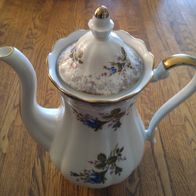 Kaffeekanne Chodziez Poland Polen Geschirr blaue Rose H24 m. Deckel