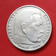 5 RM Paul v. Hindenburg, 1938 J in 900er Silber