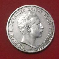 2 Mark Silbermünze 1904 A, Wilhelm II Deutscher Kaiser König v. Preussen