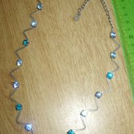 Pilgrim Kette Collier Wellen blaue Glitzersteine