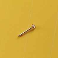 Echt Gold Piercing Nasenstecker 585 Gelbgold & Diamant Stecker 0,6 x 6 mm Nase Ohr