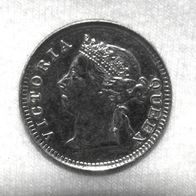 Silber/ Silver British Hong Kong/ Hongkong Victoria, 1893, 5 Cents funz/ AU 55