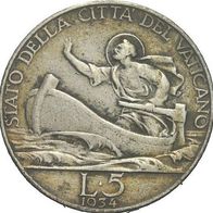 Vatikan Silber 5 Lire 1934 R Papst Pius XI. (1932-1939) Petrus im Boot