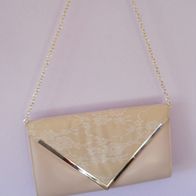 CLU 5955 Clutch, Handtasche, Schultertasche, Theater, Hochzeit, Konzert, Beige fbg