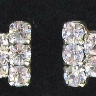 Ohrstecker in Schleifenform / Schleife - silberfarben mit Strass - Modeschmuck - 90er