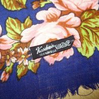 Kaschmir Tuch blau bunte Blumen 75x75 cm