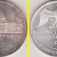 1971 BRD Reichsgründung 5 DM Stempelglanz
