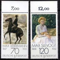 BRD 1978 MiNr 987-988 Deutscher Impressionismus Liebermann Slevogt Rand post