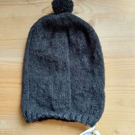 Beanie Wollmütze Strickmütze Kinder 2 - 4 Jahre, schwarz mit Glitzer, Handarbeit