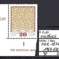 DDR 1974 Plauener Spitze (II) MiNr. 1964 postfrisch Eckrand unten links