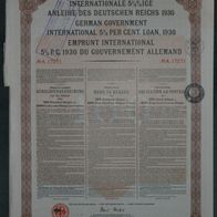 Internationale Deutsche Anleihe 5,50 % 1930 500 BFR Belgische Ausgabe