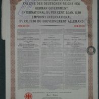 Internationale Deutsche Anleihe 5,50 % 1930 2.500 BFR Belgische Ausgabe