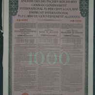 Internationale Deutsche Anleihe 5,50 % 1930 1000 RM Deutsche Ausgabe