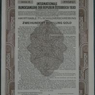 Österreich Internationale Schuldverschreibung 7 % 1930 200 Gold ATS