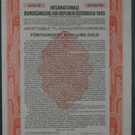 Österreich Internationale Schuldverschreibung 7 % 1930 500 Gold ATS