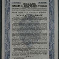 Österreich Internationale Schuldverschreibung 7 % 1930 1000 Gold ATS