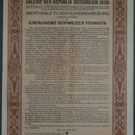 Österreich Internationale Schuldverschreibung 7 % 1930 1000 CHF