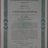 Vorarlberger Kraftwerke-Aktiengesellschaft 5 % TSV 1930 1000 CHF Serie 41