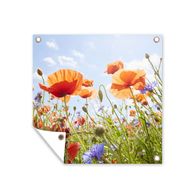 MuchoWow Outdoor-Poster – 50x50 Cm, Blumen-Motiv (Mohn), UV-beständig, Für Garten & Balkon