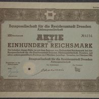 Baugesellschaft für die Residenzstadt Dresden Aktiengesellschaft 1941 100 RM