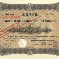 Baumwollspinnerei Erlangen 1921 1000 Mark