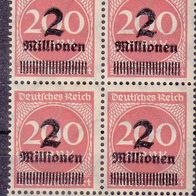 Deutsches Reich 309 A * * W 4er Block mit Unterrand #044194