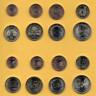 2022 Österreich Münzen 1 Ct & 2 Ct & 5 Ct & 10 Ct & 20 Ct & 50 Ct & 1 € & 2 € UNC