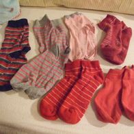 Mädchen 6 Paar Socken Strümpfe Sneaker Socks Gr. 39 - 42 rot rosa grau blau