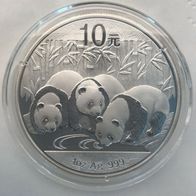 China Panda 2013 10 ¥ Yuan 1 Oz 999 er Silber / Silbermünze / org. Kapsel / unz.