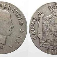 Italien Königreich Silber 5 Lire 1810 B " Napoleon I." (1805-1814) f. ss