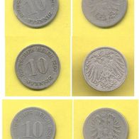 Münzen Deutsches Reich 10 Pfennig 1876 A 1889 A kleiner Adler 1897 A großer Adler
