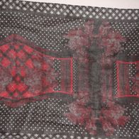 KEL Tuch Schal groß180x80 schwarz rot weiß dünn Polyester wenig getragen gut er