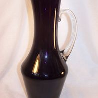 Massive, mundgeblasene, dunkelviolette Murano-Glas-Kanne/ Vase, 70er Jahre