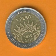 Argentinien 1 Peso 2010 Mar Del Plata Fehlprägung les