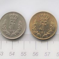 Münzen aus Luxemburg, 4 verschiedene 5-Frang-Stücke