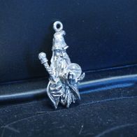 Hals Schmuck - Amulett Anhänger ca 5 x 2,5 cm - Zauberer Magier & Glas Perle Kugel