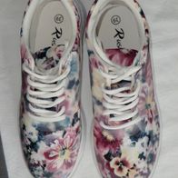 Damen Rushour Sneaker geblümt "White Flower" Textil, leicht, Gr. 39,