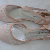 Damen Schuhe Ballerinas mit Schnalle Spitze hellrosa, Textil Gr. 40