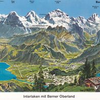 AK Interlaken mit Berner Oberland in Farbe - unbenutzt