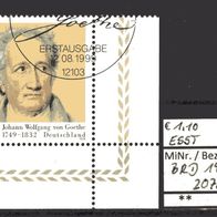 BRD / Bund 1999 250. Geburtstag von Johann Wolfgang von Goethe MiNr. 2073 ER ure ESST